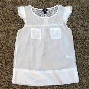 H&M White Voile Top w/ Back Yoke Detail - Size 4